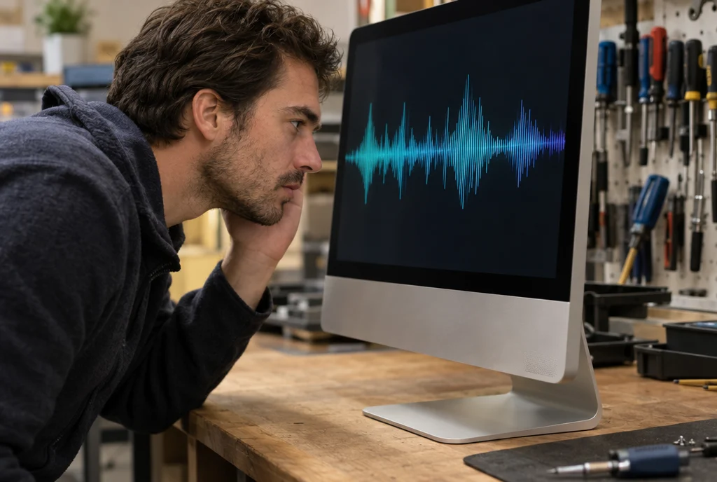 Technician testing iMac speakers after iMac speaker replacement