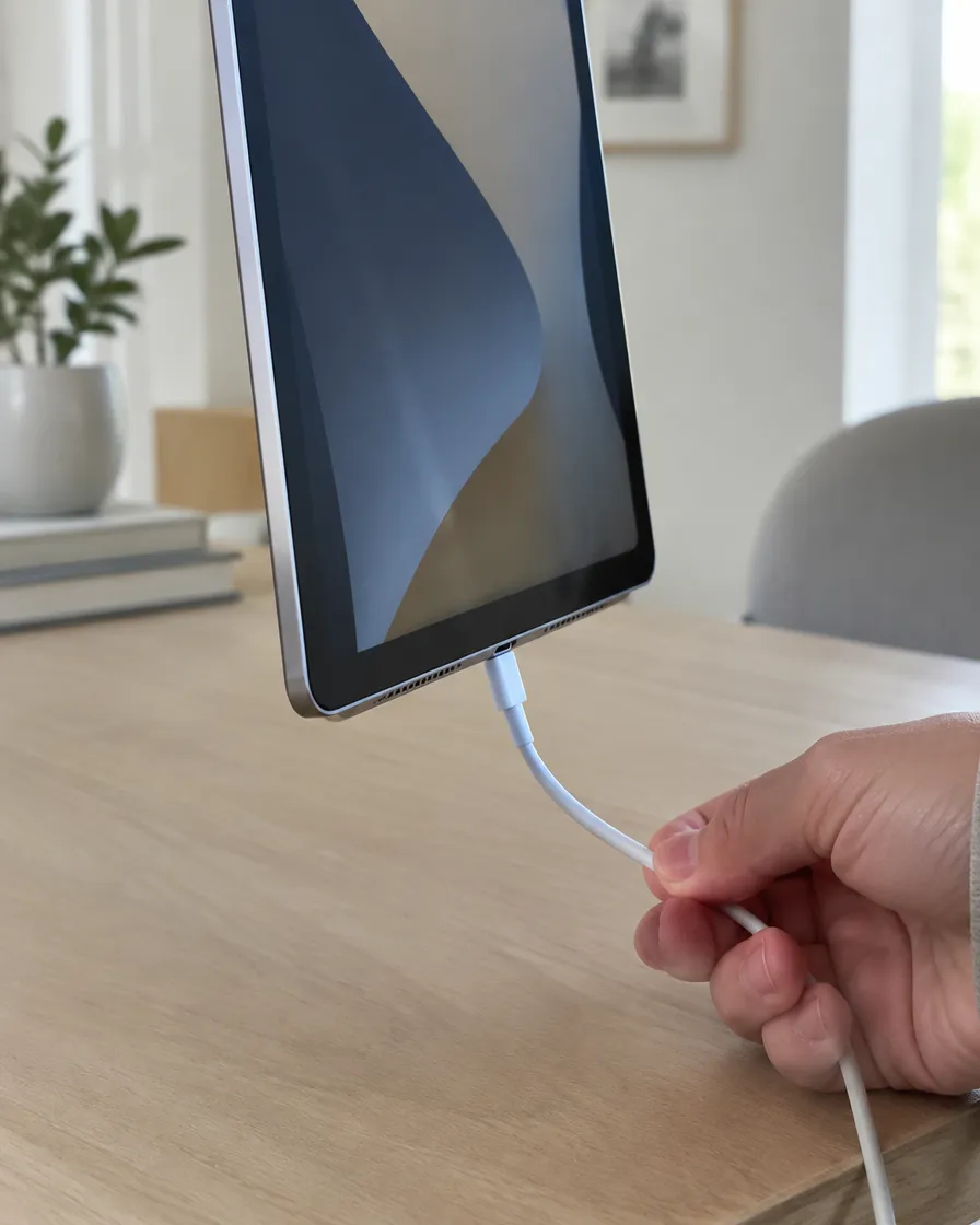iPad charging cable loose and only charging at an angle because of a worn charging port