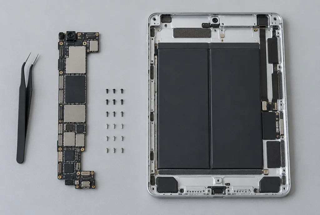 iPad logic board removed from the iPad chassis for motherboard repair