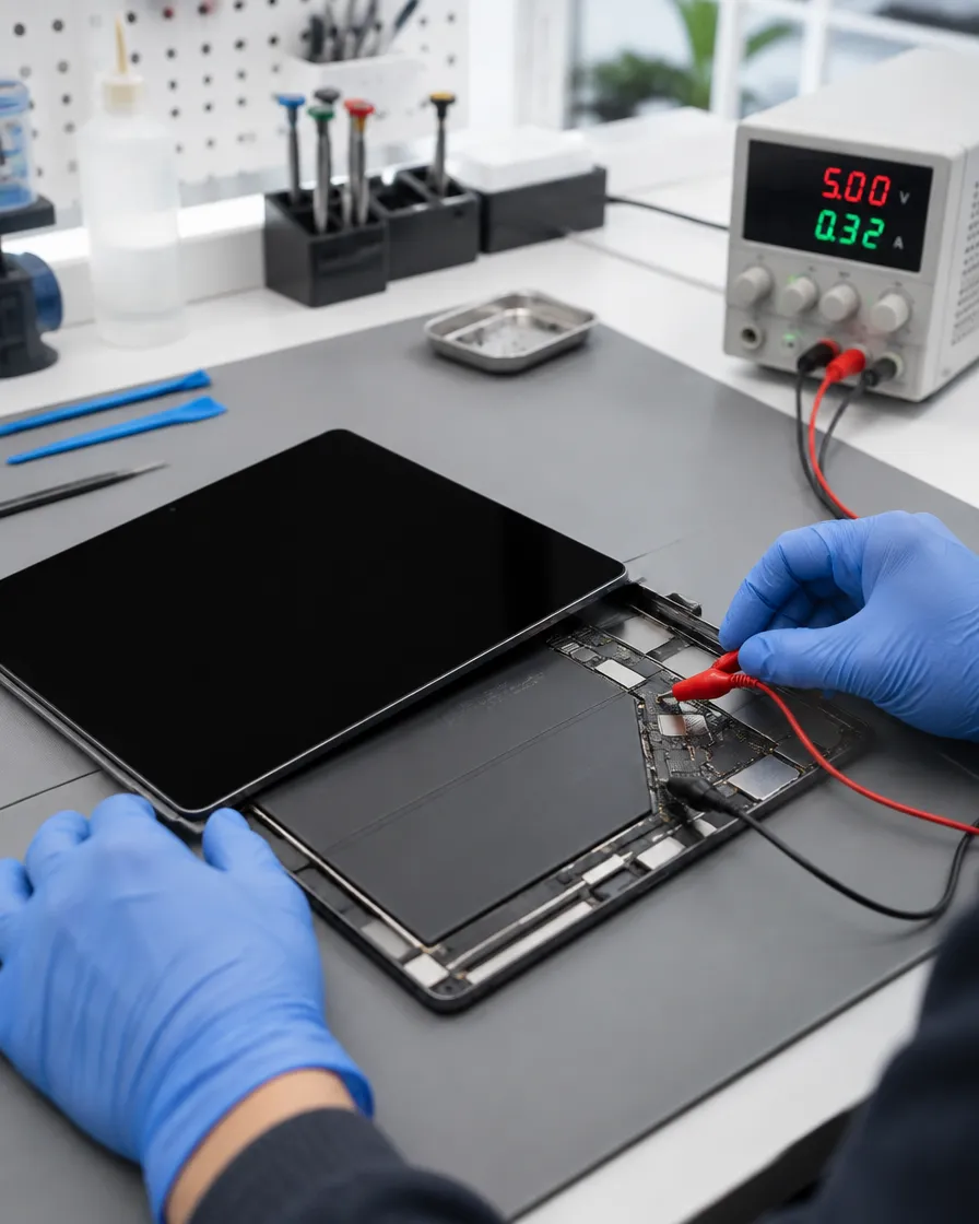 Diagnosing an iPad that won't turn on with a bench DC power supply