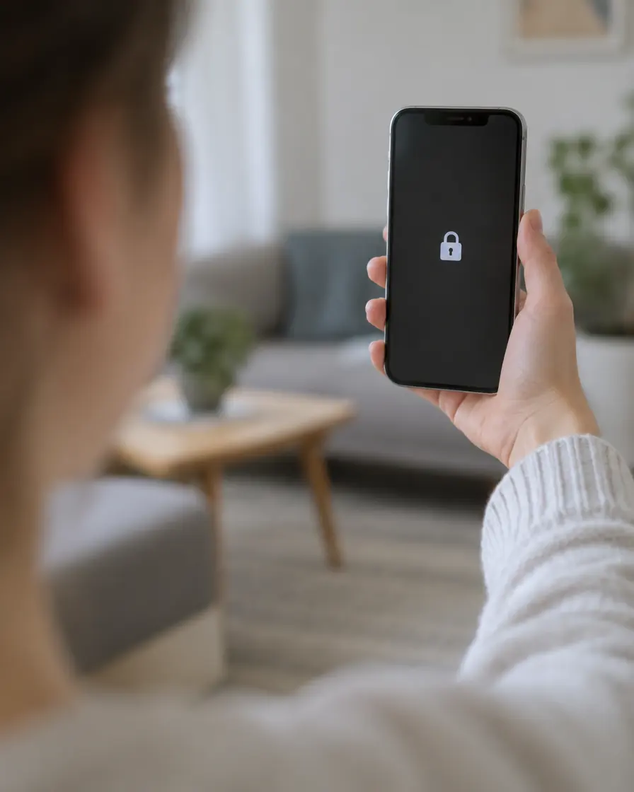 Person trying to unlock an iPhone with Face ID that is not working