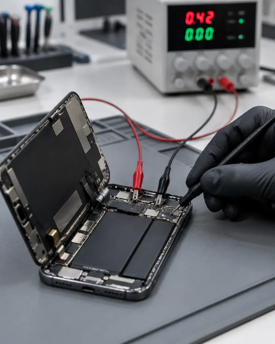 Diagnosing an iPhone that won't turn on with a bench DC power supply