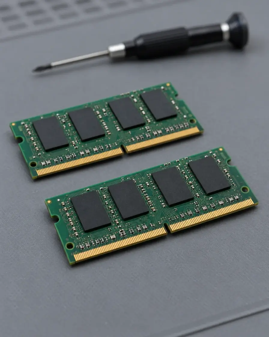 Two SO-DIMM memory modules used for a Mac mini RAM upgrade