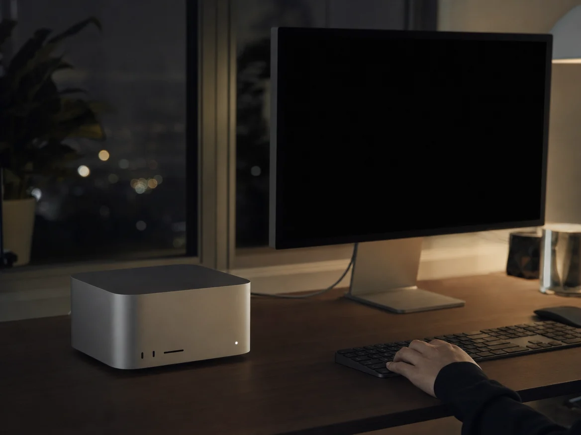 Mac Studio connected to a monitor showing no display, a common sign that the Mac Studio needs logicboard repair