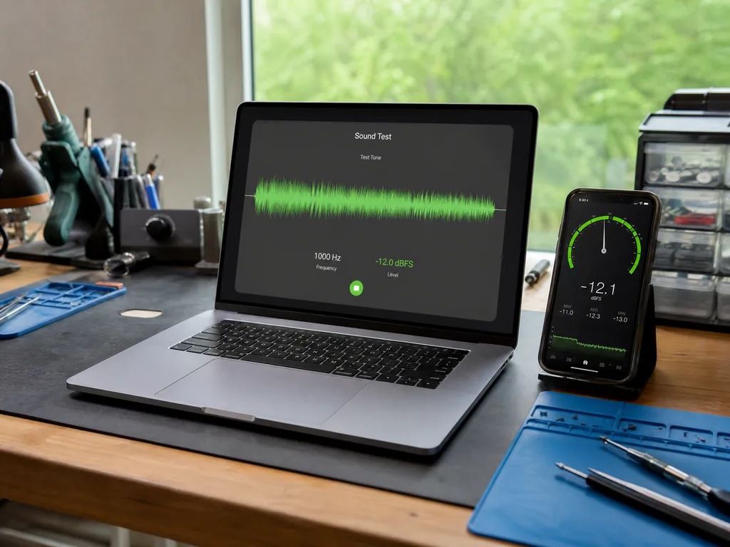 Sound test on a MacBook after speaker replacement